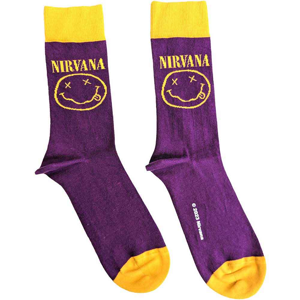 Image of Nirvana Unisex Ankle Socks: Yellow Happy Face Rock Off